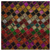 Farbenfrohe Mosaikmuster-Burlap Rustic #12 Stoff (Nahaufnahme)