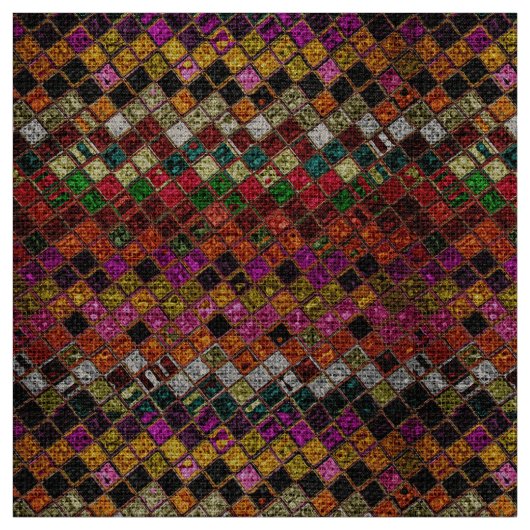 Farbenfrohe Mosaikmuster-Burlap Rustic #12 Stoff (Muster)