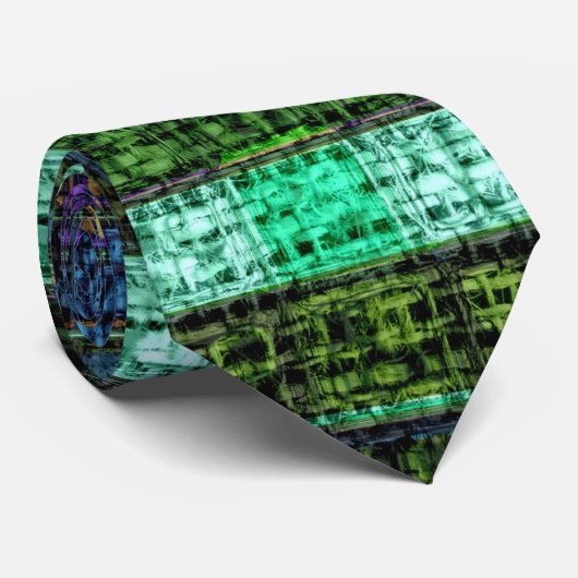 Farbenfrohe Mosaikmuster Burlap Rustic #19 Krawatte (Gerollt)