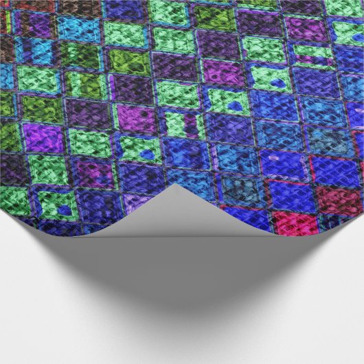 Farbenfrohe Mosaikmuster Burlap Rustic #2 Geschenkpapier (Ecke)