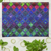 Farbenfrohe Mosaikmuster Burlap Rustic #2 Küchentuch (Gefaltet)