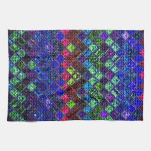 Farbenfrohe Mosaikmuster Burlap Rustic #2 Küchentuch