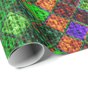 Farbenfrohe Mosaikmuster Burlap Rustic #3 Geschenkpapier