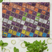 Farbenfrohe Mosaikmuster Burlap Rustic #4 Handtuch (Gefaltet)