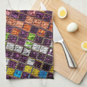 Farbenfrohe Mosaikmuster Burlap Rustic #4 Handtuch (Viertel Falte)
