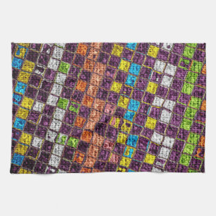 Farbenfrohe Mosaikmuster Burlap Rustic #4 Handtuch