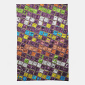 Farbenfrohe Mosaikmuster Burlap Rustic #4 Handtuch (Vertikal)