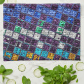 Farbenfrohe Mosaikmuster Burlap Rustic #5 Geschirrtuch (Gefaltet)