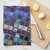 Farbenfrohe Mosaikmuster Burlap Rustic #5 Geschirrtuch (Viertel Falte)