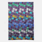 Farbenfrohe Mosaikmuster Burlap Rustic #5 Geschirrtuch (Vertikal)