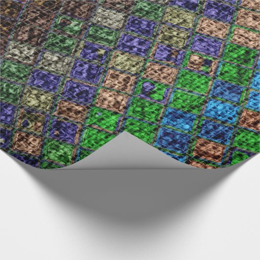 Farbenfrohe Mosaikmuster Burlap Rustikal #6 Geschenkpapier (Ecke)