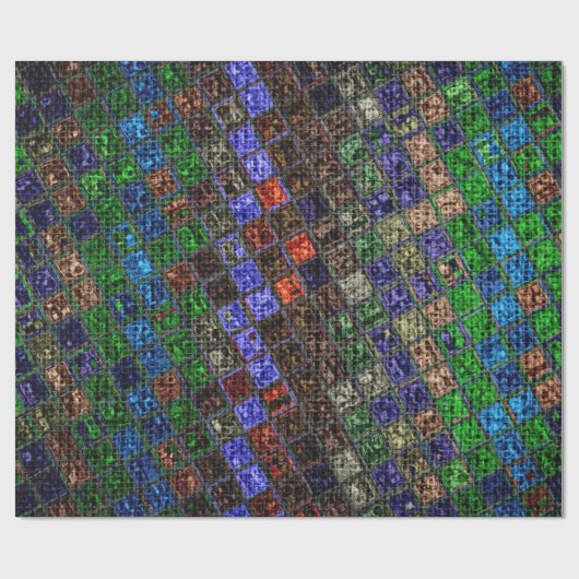 Farbenfrohe Mosaikmuster Burlap Rustikal #6 Geschenkpapier (Flach)