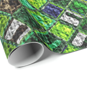 Farbenfrohe Mosaikmuster Burlap Rustikal #8 Geschenkpapier
