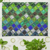 Farbenfrohe Mosaikmuster Burlap Rustikal #8 Geschirrtuch (Gefaltet)