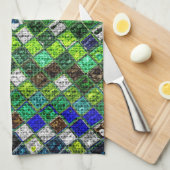 Farbenfrohe Mosaikmuster Burlap Rustikal #8 Geschirrtuch (Viertel Falte)
