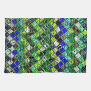 Farbenfrohe Mosaikmuster Burlap Rustikal #8 Geschirrtuch