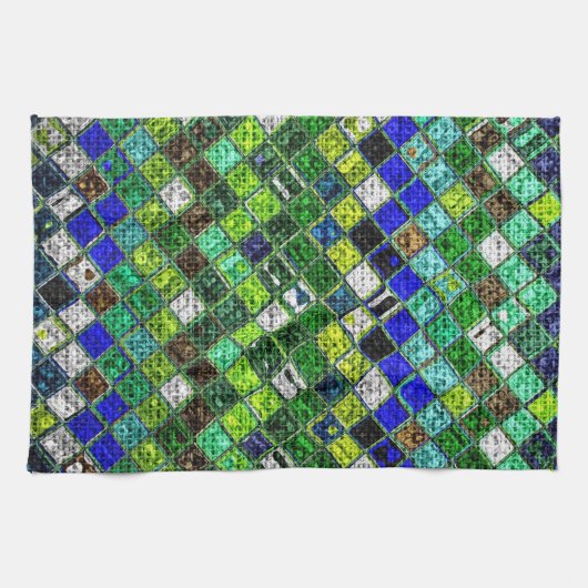 Farbenfrohe Mosaikmuster Burlap Rustikal #8 Geschirrtuch (Horizontal)
