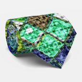 Farbenfrohe Mosaikmuster Burlap Rustikal #8 Krawatte (Gerollt)