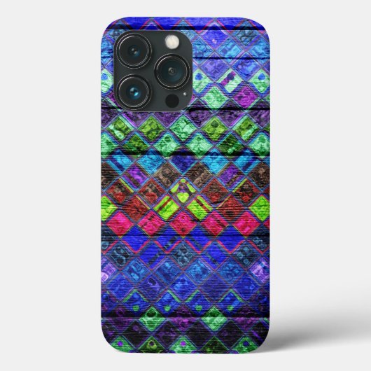 Farbenfrohe Mosaikmuster Holz Look #2 Case-Mate iPhone Hülle (Rückseite)