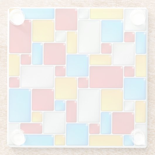 Farbenfrohe Mosaikplätze Glasuntersetzer (Rückseite)