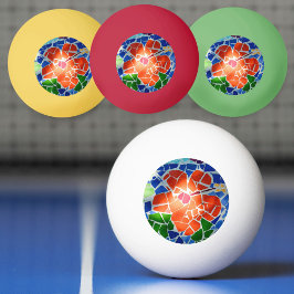Farbenfrohe Mosaikrote Blume Tischtennisball