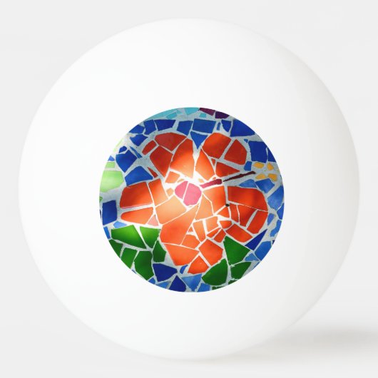Farbenfrohe Mosaikrote Blume Tischtennisball (Vorderseite)