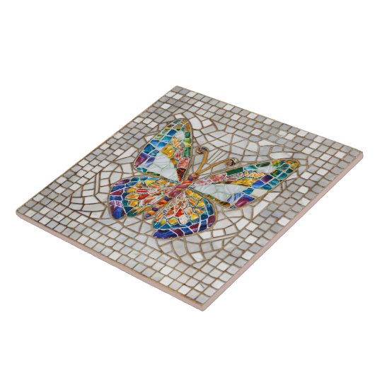 Farbenfrohe Mosaikschmetterlinge Fliese (Seite)