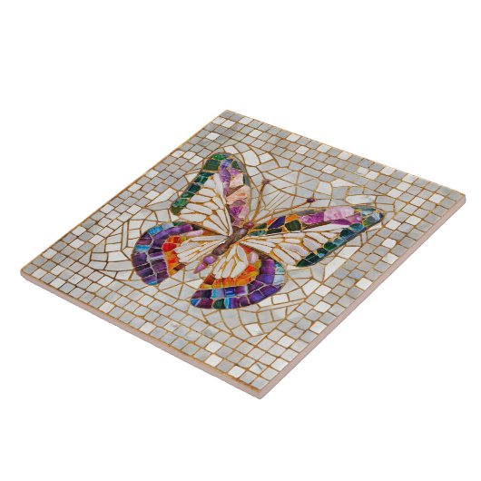 Farbenfrohe Mosaikschmetterlinge Fliese (Seite)