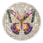 Farbenfrohe Mosaikschmetterlinge Keramikknauf (Vorderseite)
