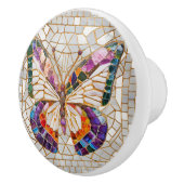 Farbenfrohe Mosaikschmetterlinge Keramikknauf (Rechts)