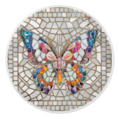 Farbenfrohe Mosaikschmetterlinge Keramikknauf (Vorderseite)