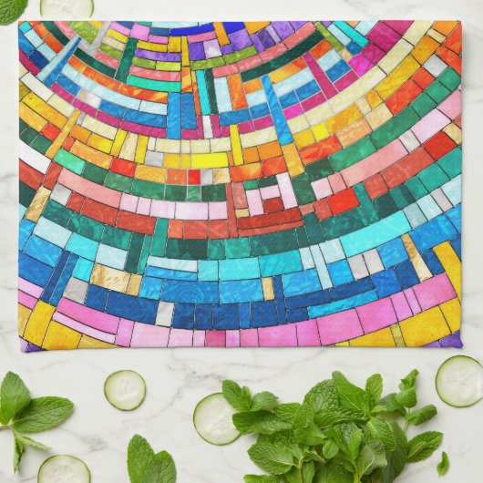 Farbenfrohe Mosaikspirale Geschirrtuch (Gefaltet)