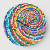 Farbenfrohe Mosaikspirale Große Wanduhr (Vorderseite)