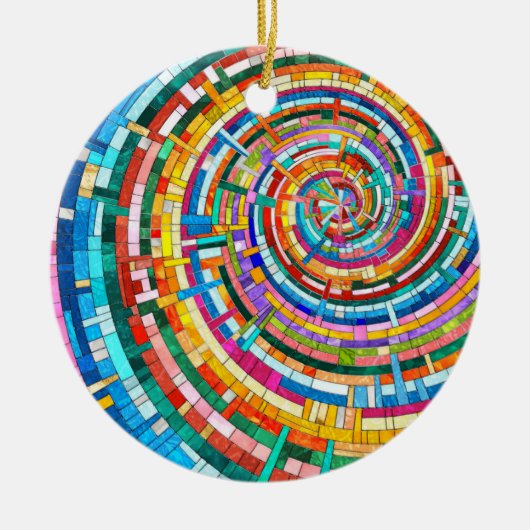 Farbenfrohe Mosaikspirale Keramik Ornament (Vorne)