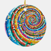 Farbenfrohe Mosaikspirale Keramik Ornament (Hinten)