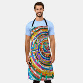 Farbenfrohe Mosaikspirale Schürze (Getragen)