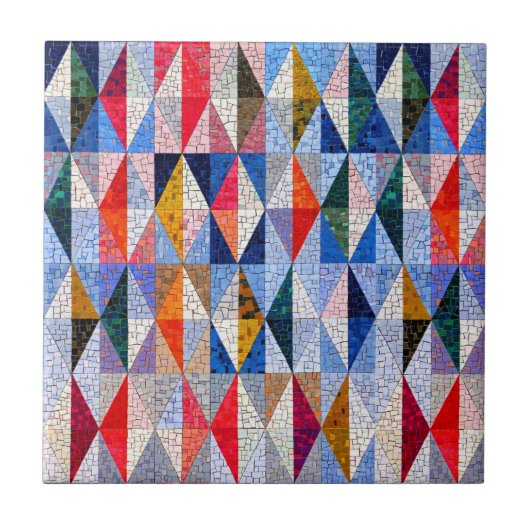 Farbenfrohe Mosaikwirkung Kunst | Square Keramik T Fliese (Vorderseite)
