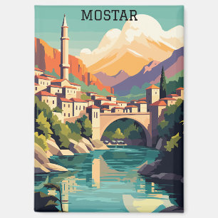 Farbenfrohe Mostar Bosnien Herzegovina Vintage Tra Magnet