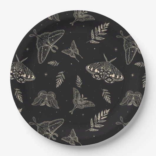 Farbenfrohe Moth Butterfly-Muster Pappteller (Vorderseite)