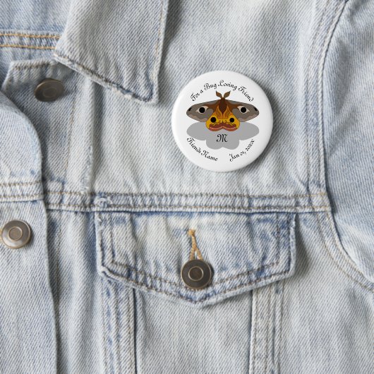 Farbenfrohe Moth Monogram Button (Beispiel)