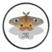 Farbenfrohe Moth Monogram Eishockey Puck (Vorderseite)