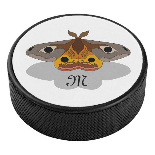 Farbenfrohe Moth Monogram Eishockey Puck (3/4)