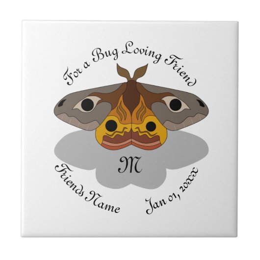 Farbenfrohe Moth Monogram Fliese (Vorderseite)