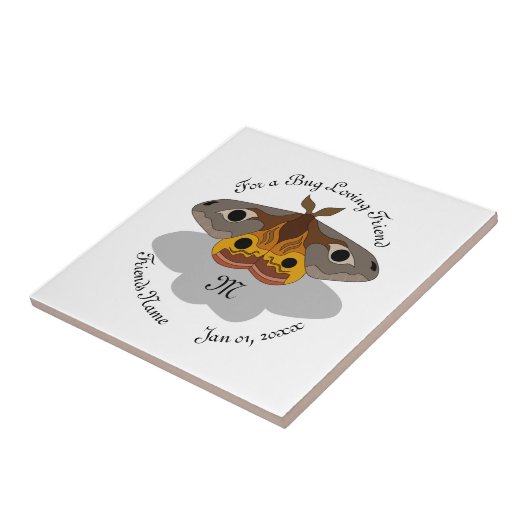 Farbenfrohe Moth Monogram Fliese (Seite)