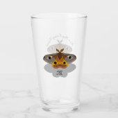 Farbenfrohe Moth Monogram Glas (Rückseite)