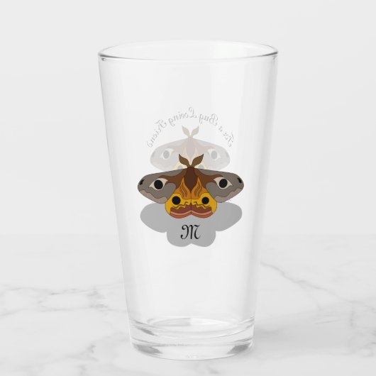 Farbenfrohe Moth Monogram Glas (Rückseite)