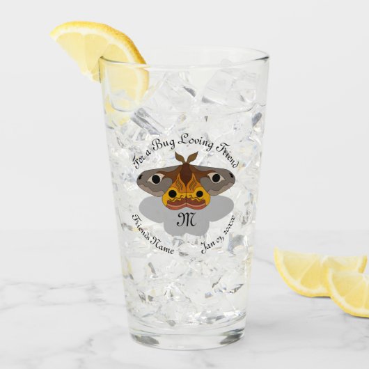 Farbenfrohe Moth Monogram Glas (Vorderseite Ice)
