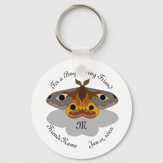 Farbenfrohe Moth Monogram Schlüsselanhänger (Vorderseite)