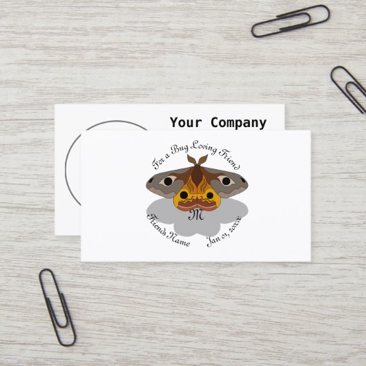 Farbenfrohe Moth Monogram Visitenkarte (Vorderseite/Rückseite Beispiel)