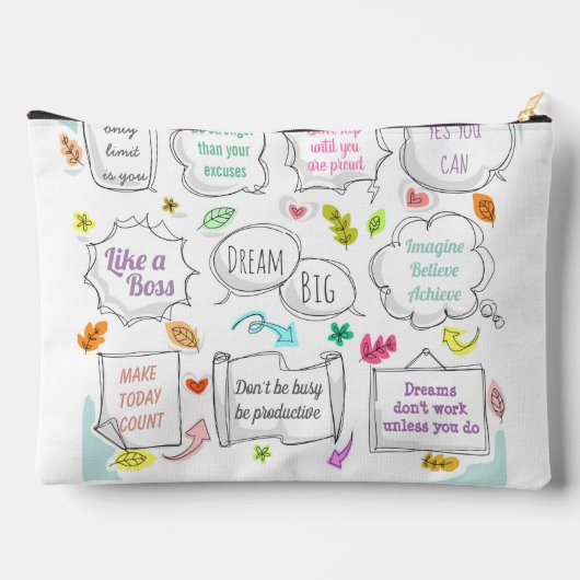 Farbenfrohe Motivierend Zitate sprechen Blasen Zie Zubehörtasche (Rückseite)